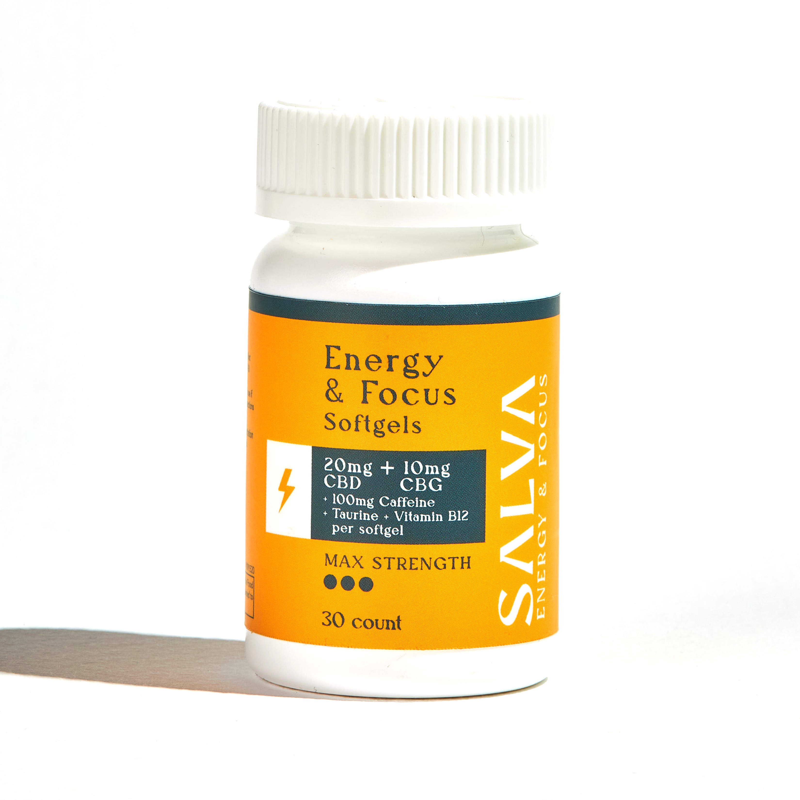 SALVA Energy & Focus Softgels: 20mg CBD + 10mg CBG + 100mg Caffeine